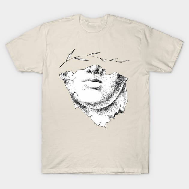 Statue with laurel eyes - Drawing - B&W T-Shirt by euror-design